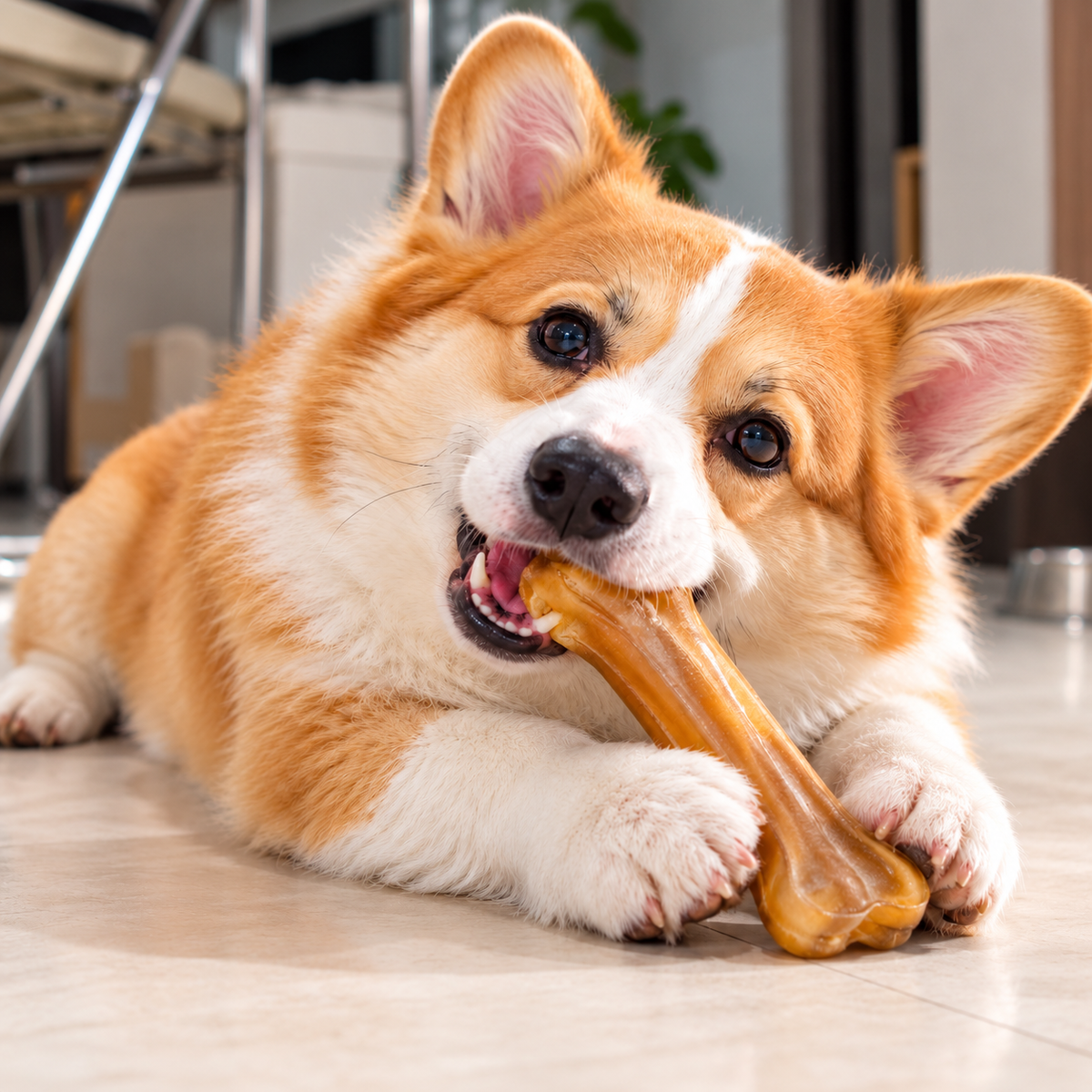 Chew bones made from natural buffalo hide for dogs – A durable chew product that helps protect dental health